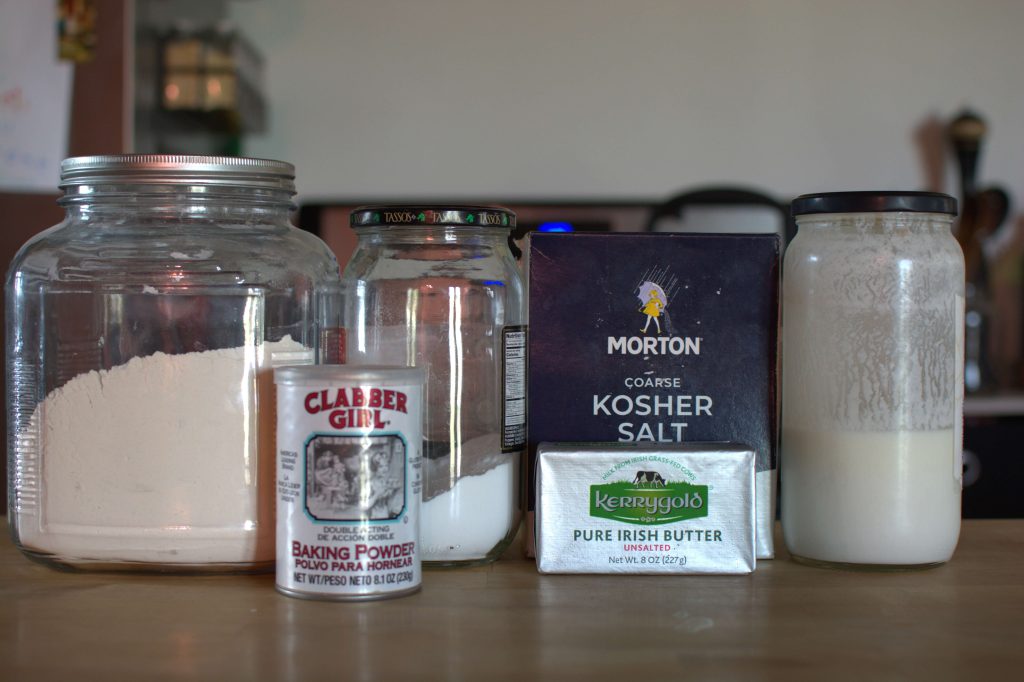 Ingredients lined up for biscuits