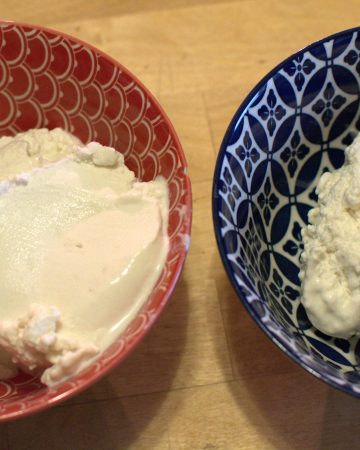 Two bowls of homemade ice cream